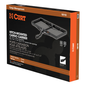 Curt 48in x 20in Tray-Style Cargo Carrier (Fixed 1-1/4in Shank w/2in Adapter)