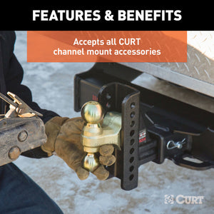 Curt Replacement 2-1/2in Adjustable Channel Mount Shank (20000lbs)