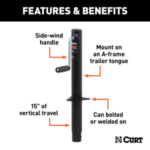 Curt A-Frame Jack w/Side Handle (2000lbs 14-1/2in Travel)