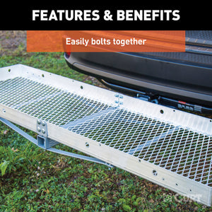 Curt 60in x 20in Aluminum Tray-Style Cargo Carrier (Folding 2in Shank)