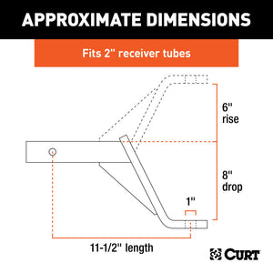 Curt Class 3 Ball Mount (2in Shank 5000lbs 8in Drop 11-1/2in Long)