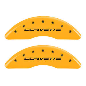 MGP 4 Caliper Covers Engraved Front & Rear C6/Corvette Yellow finish black ch