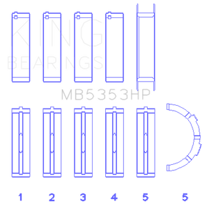 King Ford 281 4.6L SOHC 16V Performance Main Bearing Set - Oversize .026