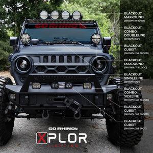 Go Rhino Xplor Blackout Combo Series Sgl Row LED Light Bar w/Amber (Side/Track Mount) 20.5in. - Blk