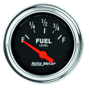 Autometer Traditional Chrome 52mm Short Sweep 0 Ohm - 90 Ohm Full Electrical Fuel Level Gauge