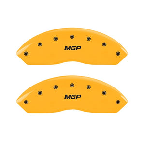 MGP Front set 2 Caliper Covers Engraved Front MGP Yellow finish black ch