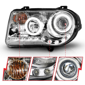 ANZO 2005-2010 Chrysler 300C Projector Headlights w/ Halo Chrome (CCFL) G2