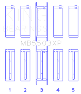 King Ford V8 351ci 5.8L 16V (Size .010 Oversized) Performance Main Bearing Set