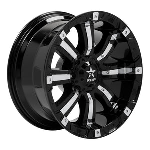 RBP 94R 20x10 5x139.7 BP / 5.5 BS 0mm Offset 78mm CB (Hub Centric) Black w/Chrome Inserts Wheel