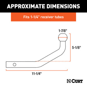 Curt Euro Mount (1-7/8in Ball 1-1/4in Shank 3500lbs 5-1/8in High 11-1/4in Long)