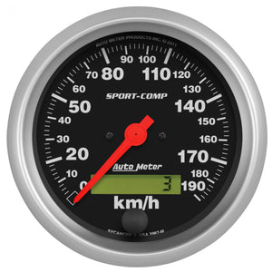 Autometer Sport-Comp 3-3/8 inch 190 KPH Electronic Speedometer Gauge