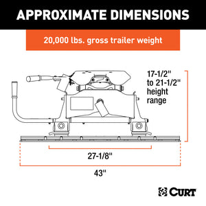 Curt A20 5th Wheel Hitch w/Roller & Rails